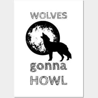 Howling Wolf and Full Moon Posters and Art